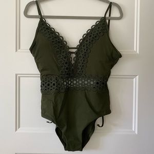 Becca forest green one-piece swimsuit